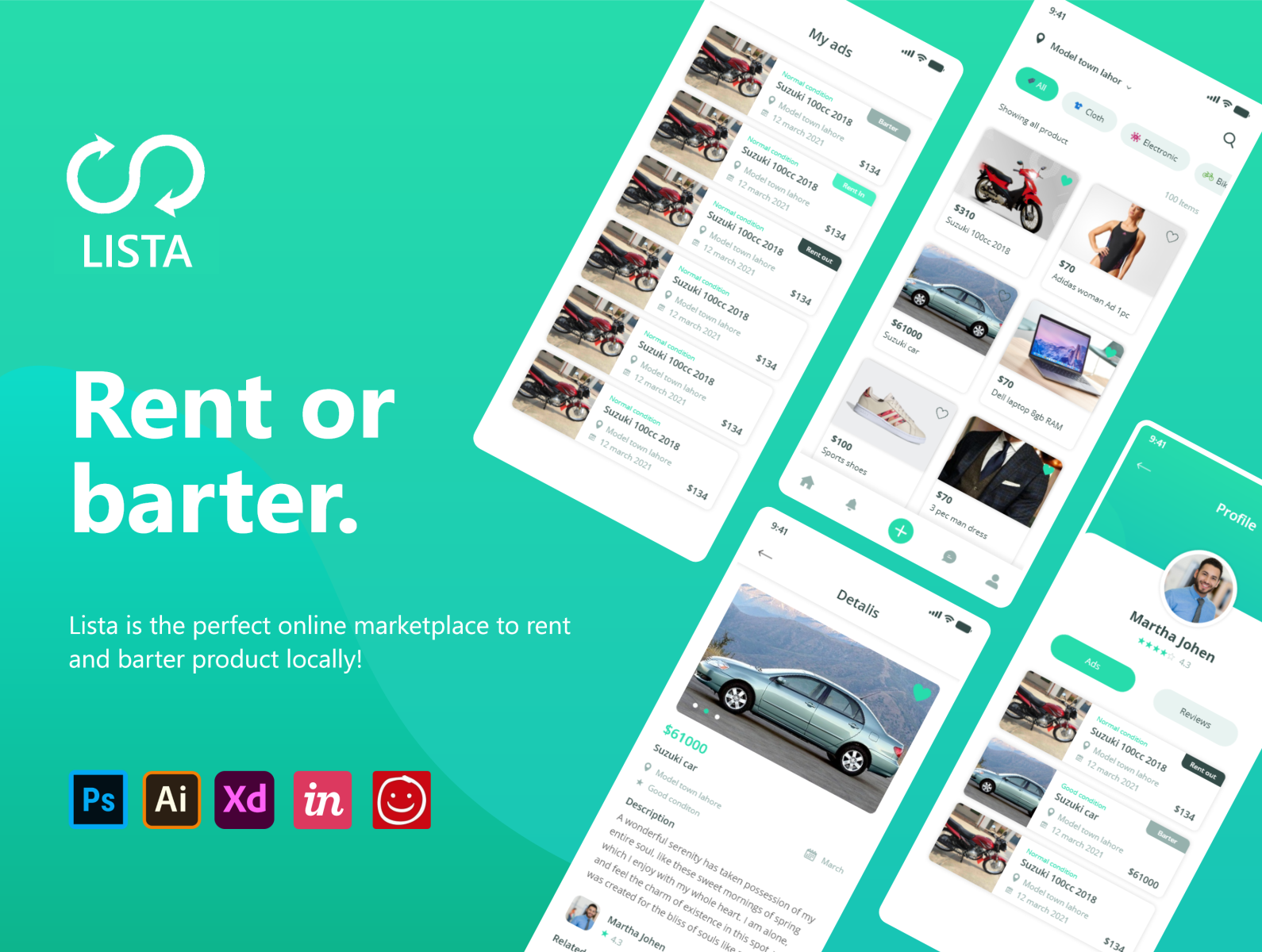 Rental and barter app ui ux design by Creative on Dribbble