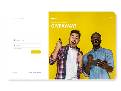 Sign in for a Giveaway ui ux
