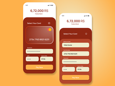 Credit Card Checkout app design ui ux