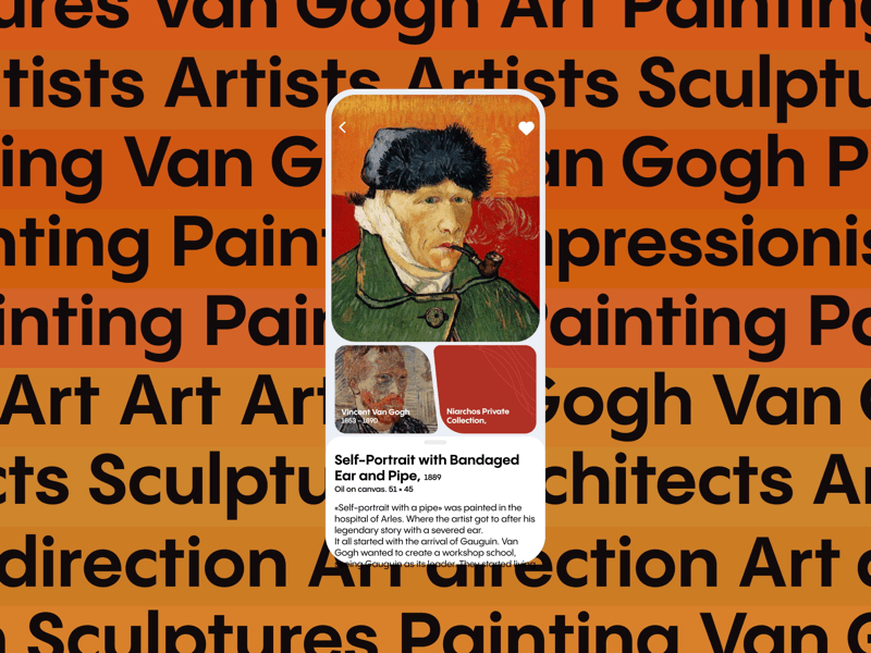 UI art app animation app art artist card color design mobile museum paintings text ui