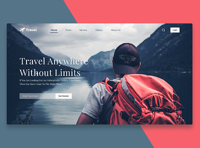 Travel Agency Landing Page Hero Section calm design hero holiday landing page logo minimal moody navigation travel typogtaphy user experience ux uxdesign webdesign website