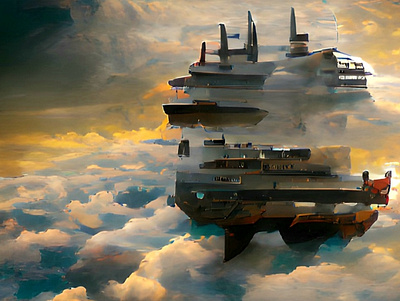 Ships on cloud illumination 3d animation branding design graphic design illustration logo motion graphics ui vector