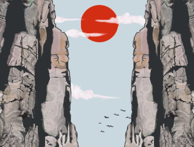 Look! the red sun design illustration japan vector