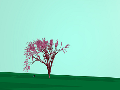 purple tree 3d graphic design illustration japan landscape