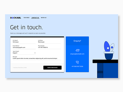 Dockabl Website Contact Us Page contact us enquiry minimal