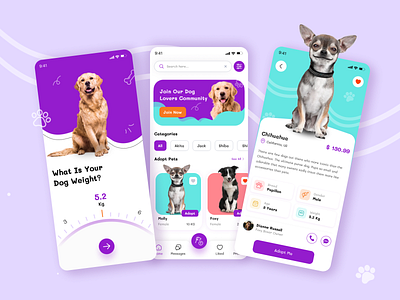 Dog Store App dog app graphic design mobile app design mobile app ui ux design pet adoption app pet buy and sell pet store app ui ui design ui ux design