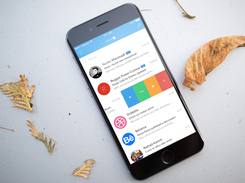 Mail.Ru Dribbble Competition iphone concept mailru flat redesign app mail