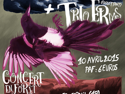 Concert en forêt concert digital flyer magpie painting show woods