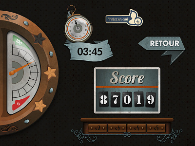 Scénovision | UI elements arrow back chest design drawers game gauge retro scoreboard timer ui vintage