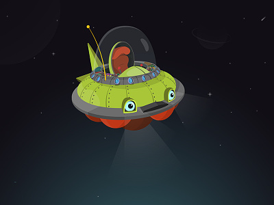 DigitaLearn | Flying saucer cartoon children dreamagine eyes flying learning saucer seat ufo