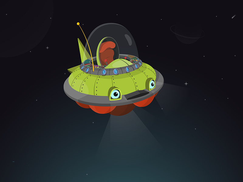 DigitaLearn | Flying saucer children learning cartoon dreamagine ufo seat eyes saucer flying