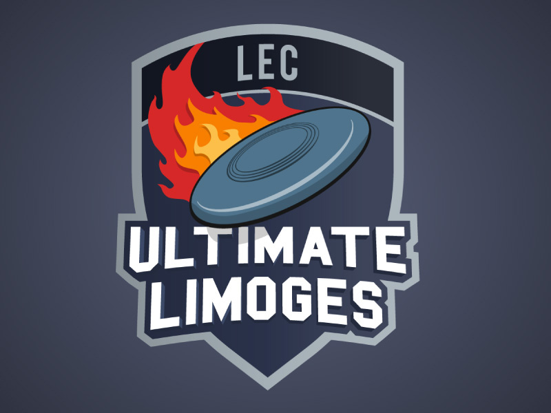 LEC Ultimate fire flames limoges frisbee disc flying design logo ultimate lec