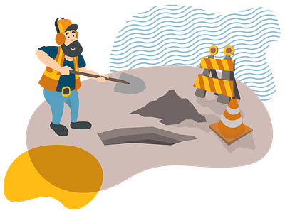 En chantier ! beard construction illustration shovel vector worker