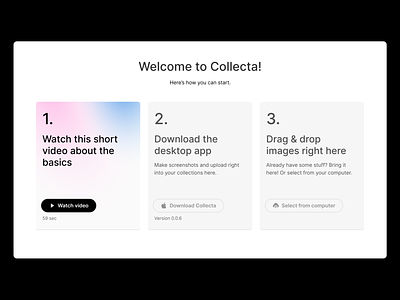 Collecta — New onboarding buttons design software design tools gradient onboarding steps welcome
