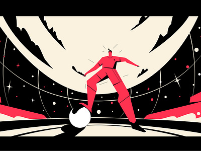 Football player 02 attack black champion cool goal illustration player red sky stadium vector wine