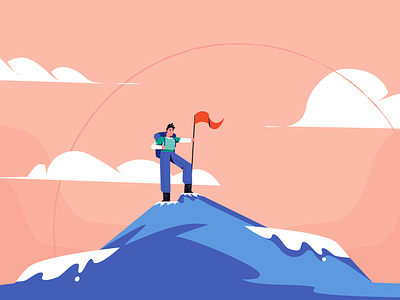 Mountain Climbing animation artwork blue character climbing design hight illustration illustrator man motion graphics mountain sky style top vector