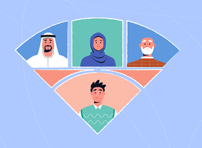 People animation arab art artwork blue design hijab illustration illustrator man motion graphics old red style triangle vector woman