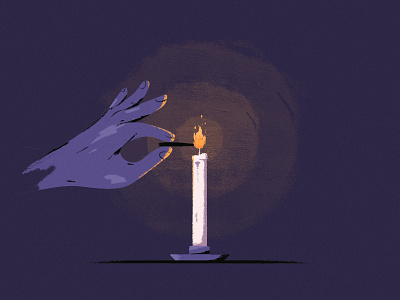 Candle art black candle fire hand illustartion light purple still vector warm