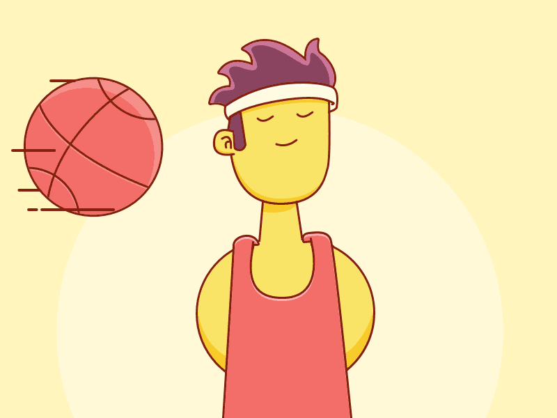 Kick off! 2d animation basketball character debut fail illustration playing