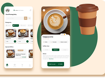 "Coffee Shop" App appdesign chocolate coffee coffee bean coffee mobile coffeeapp coffeeshop dark ui delivery detail cart filter food glassmorphism mobileapp my cart order app ui ui design uiux ux design