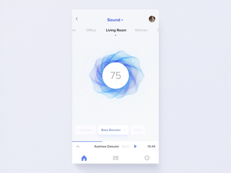 Smart Home UI - sound controls ae after effects ai animation artificial intelligence gif smart sound ui ux