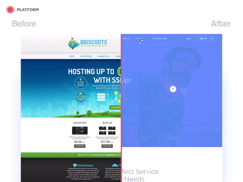 BigScoots - Before and after ae after effects animation before and after design gif landing page ui ux