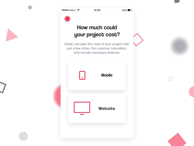 Calculate the cost of your project app ballpark calculator costs estimation price quote ui ux web