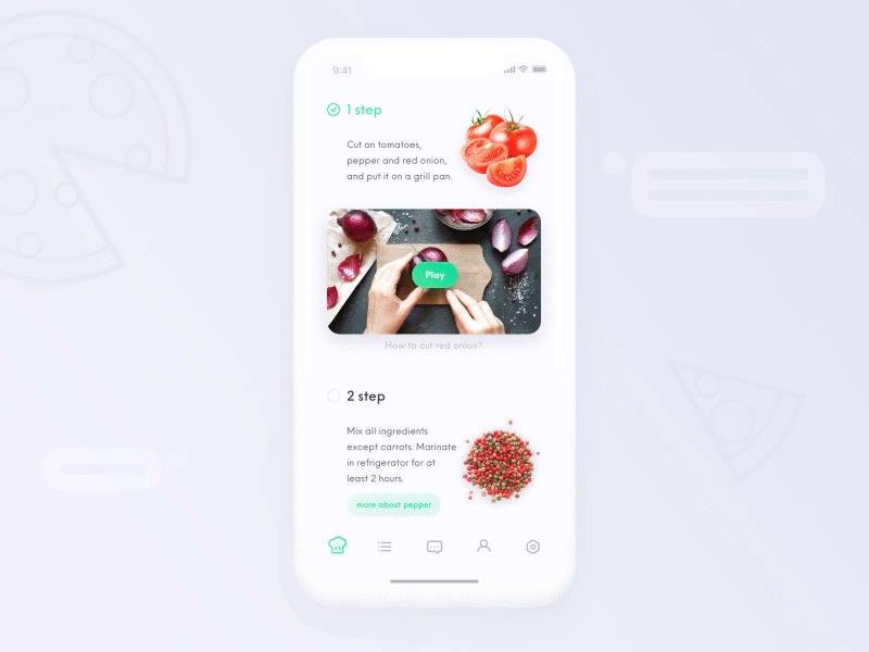 Recipe app - prepare food app bot chatbot concept deisgn food gif iphonex mobile motion ui ux