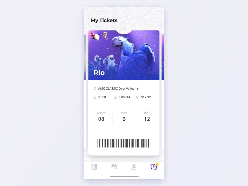 Cinema app - Pay for seats app cinema design iphone iphonex movie order ticket ui ux wallet