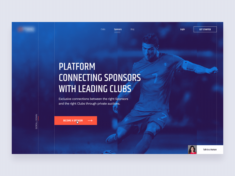 Sponsor online - Landing page football homepage landing lp page plat4m sketch soccer sponsor sport ui ux