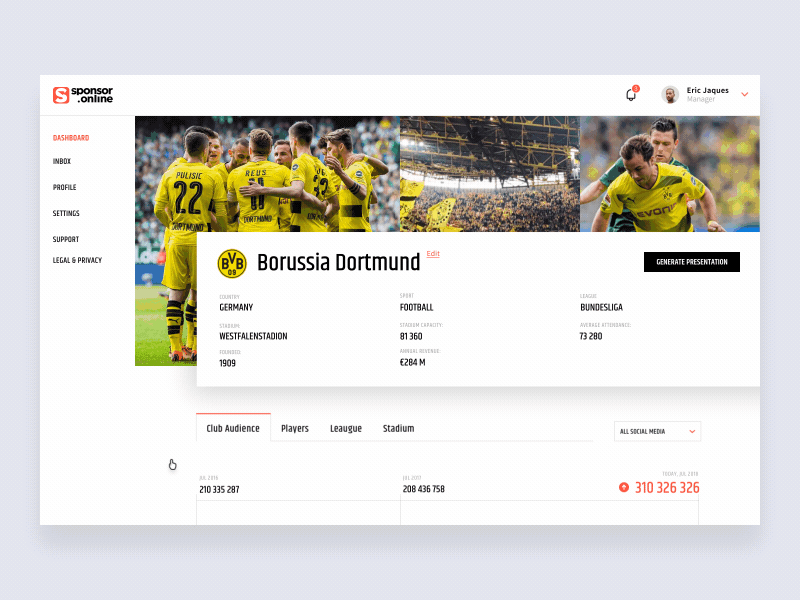 Transition from sign-up to dashboard football homepage landing lp page plat4m sketch soccer sponsor sport ui ux