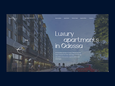 Homepage with property selection functionality | Lazarev. animation apartments building buy complex design hero home interactive luxury motion graphics property real estate scroll section select selection ui ux web