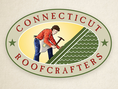 Connecticut Roofcrafters Logo illustration oval logo roofing logo