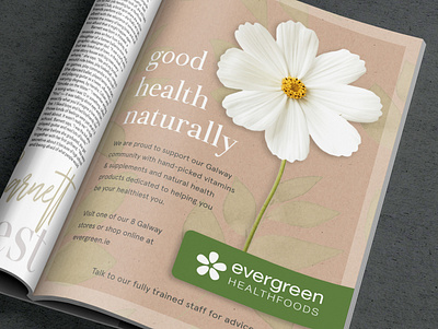 Magazine Ad for Evergreen Healthfoods branding design graphic design logo