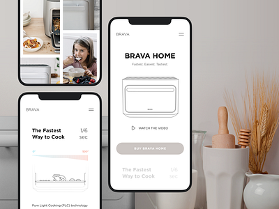 Responsive Website Brava Home | Lazarev. adaptation adaptive app clay clean ecommerce gallery graphic design home illustration ios iphone mobile mobile app oven product responsive ui ux white
