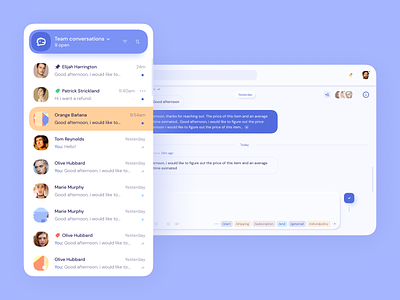 Customer support: live chat | Lazarev. attachments chat clean conversations customer support design features interface live message messenger notes notifications team ui ux web