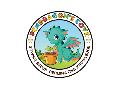 PENDRAGON'S COVE 3d animation baby logo branding cartoon childcare logo design dragon graphic design icon illustration logo typography ui ux vector