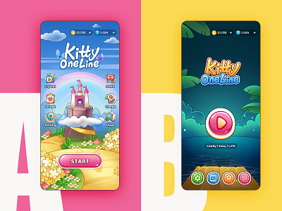 Kitty One Line - Index A or B？ ab android art cartoon compare easy fill game game art game design home illustraion index mobile puzzle puzzle game relax ui version