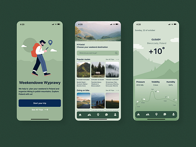 Weekendowe Wyprawy. Hiking app concept app design illustration ui ux