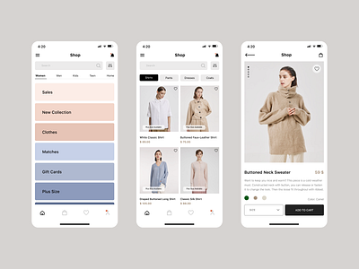 Clothing eCommerce App design ui ux