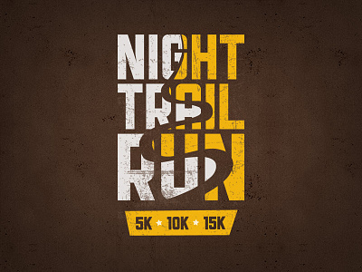 Night Trail Run Logo 10k 5k grunge logo marathon night race run trail