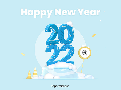 Happy New Year 2022 3d christmas creative design holidays illustration lepermislibre new year procreate
