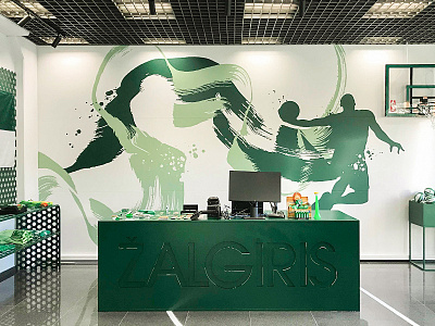 Žalgiris shop walldecor acrylic design illustration kaunas lithuania mural neomural plugas walldecor wallpainting