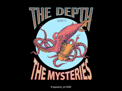 THE DEPT KEEPS THE MYSTERIES design engraving illustration vector