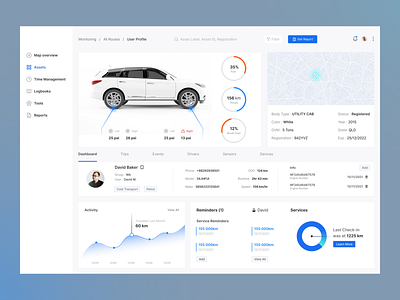 Monitor your Vehicles With Vehicle Tracking Dashboard blue bus tracker car details clean and minimal dashboard gps landing page location tracking monitoring car tracker transport ui truck tracker ui design ux design vehicle tracking web design website