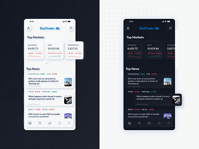 DayTrader 3d app concept dark mode dark ui design mobile trade ui ux