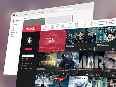 MATCHit app deshboard desktop movies personalized ui ux web