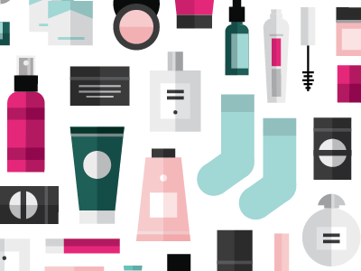 beauty + socks beauty bottle cologne grooming icon illustration lipgloss makeup mascara perfume socks vector