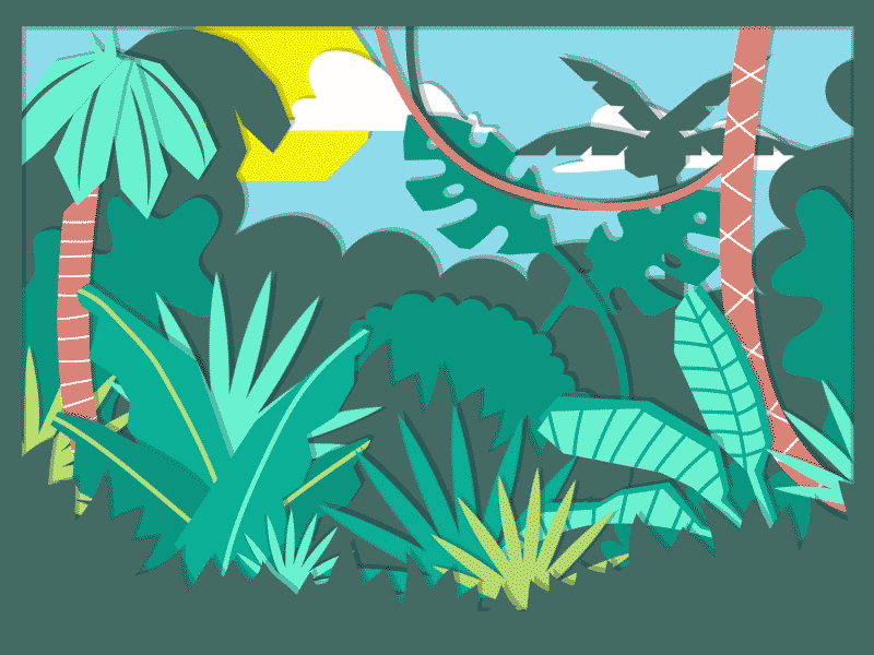 Paper Jungle 2d clouds ferns jungle palm paper plant tiger vine