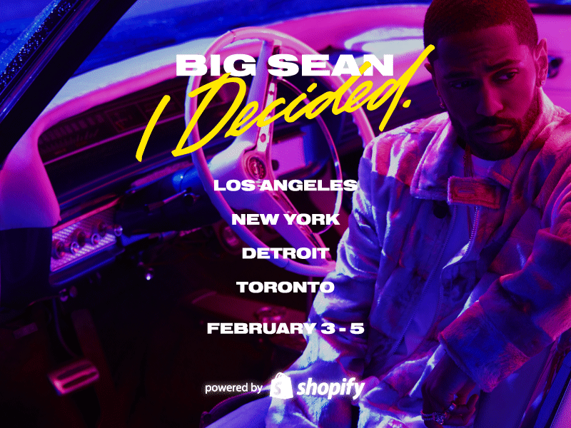 Big Sean pop up. Powered by Shopify